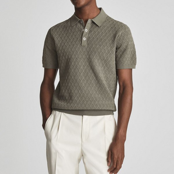 Texture Stitching POLO Short-sleeved Sweater