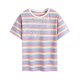 Fashion Rainbow Striped sizehirt Women's Short Sleeve Top Casual Slim Fit