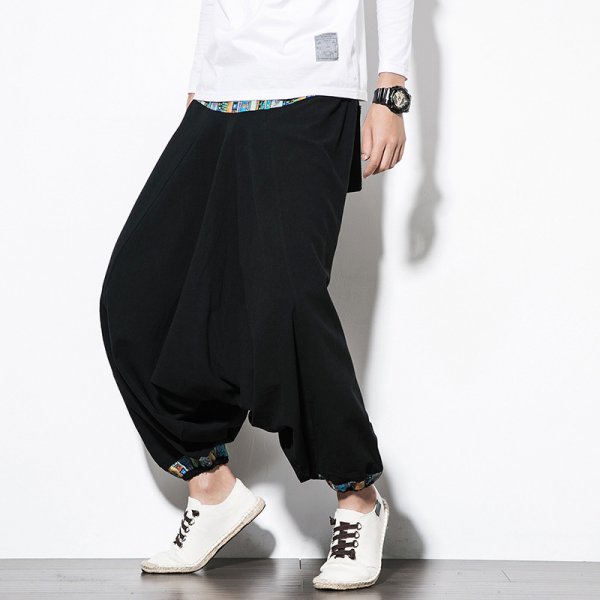 Men's Trousers Ethnic Style Retro Nepalese Suspender Pants Men's Wide