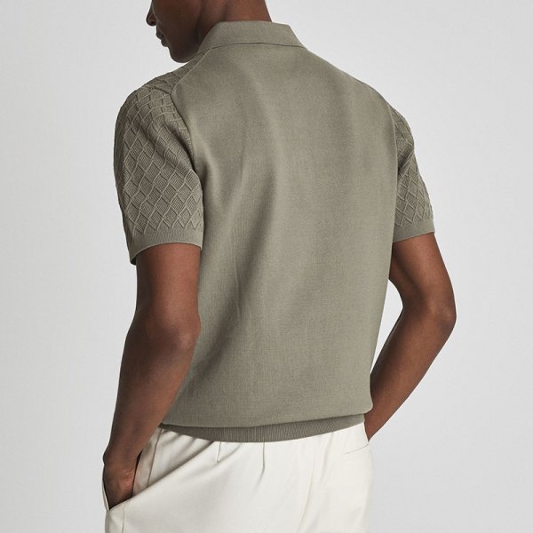 Texture Stitching POLO Short-sleeved Sweater