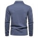 Long Sleeve Polo Shirt Men's Casual Solid Color Top Lapel