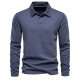 Long Sleeve Polo Shirt Men's Casual Solid Color Top Lapel